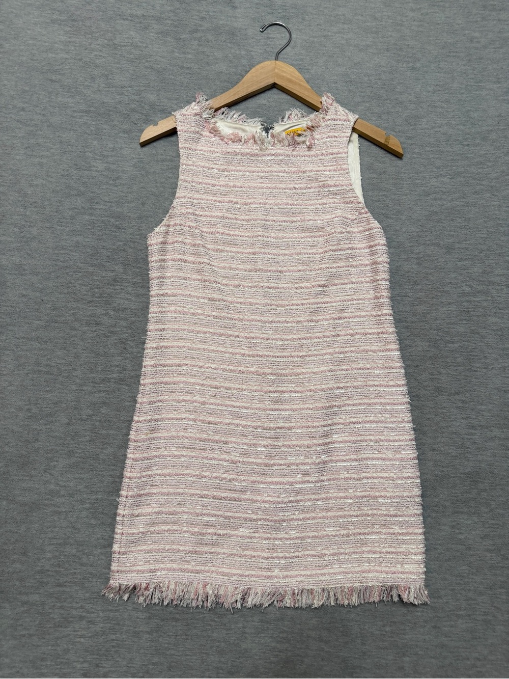 Alice + Olivia sz XS Ruby tweed pink dress Fringe - Picture 3 of 8